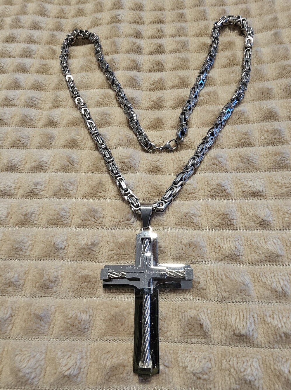 Silver Stainless Steel Cross Pendant Necklace